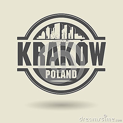 Stamp or label with text Krakow, Poland inside Vector Illustration