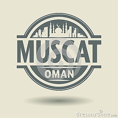 Stamp or label with text Muscat, Oman inside Vector Illustration