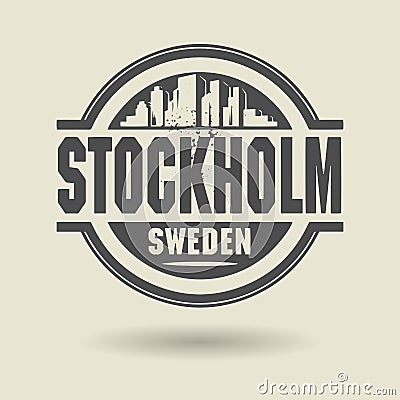 Stamp or label with text Stockholm, Sweden inside Vector Illustration