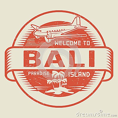 Stamp with the text Welcome to Bali, Paradise island Vector Illustration