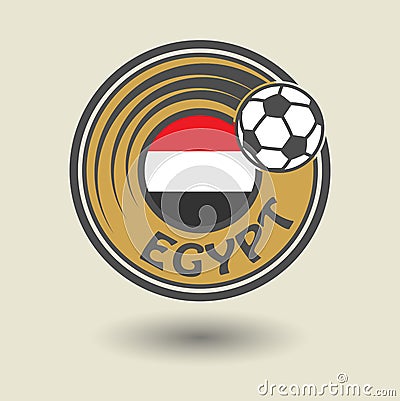 Stamp or label with word Egypt, football theme Vector Illustration