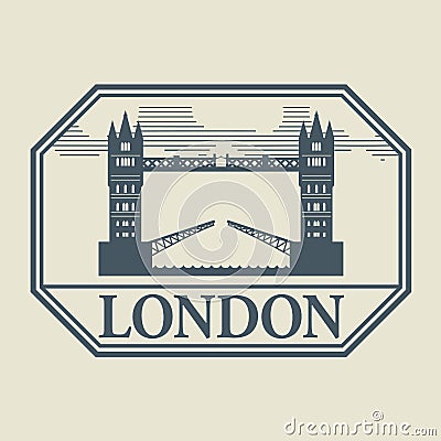 Stamp or label with word London inside Vector Illustration