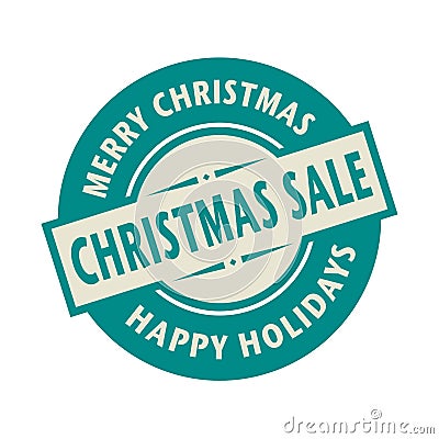 Stamp Merry Christmas, Happy Holidays - Christmas Sale Vector Illustration