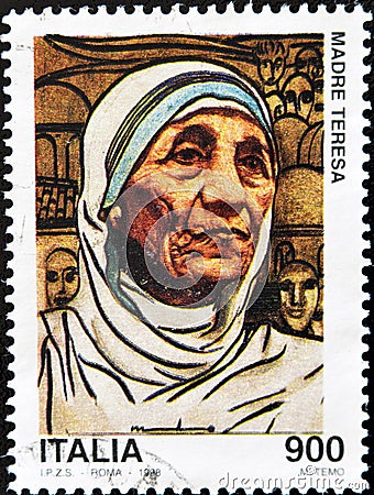 Stamp with Mother Teresa Editorial Stock Photo