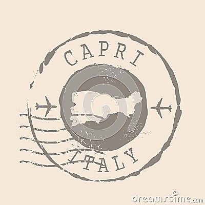 Stamp Postal of Capri. Map Silhouette rubber Seal. Design Retro Travel. Seal Map Capri of Italy grunge for your design. Vector Illustration