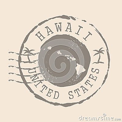 Stamp Postal of Hawaii. Map Silhouette rubber Seal. Design Retro Travel. Seal Map Hawaii of United States grunge for your desig Vector Illustration