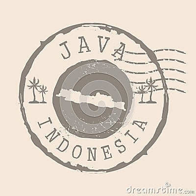 Stamp Postal of Java . Map Silhouette rubber Seal. Design Retro Travel. Seal of Map Java grunge Vector Illustration
