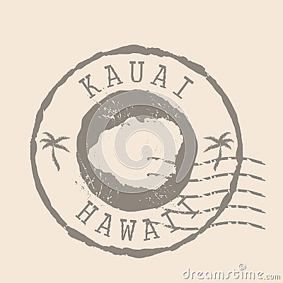 Stamp Postal Kauai island. Map Silhouette rubber Seal. Design Retro Travel. Seal Map Kauai of Hawaii Vector Illustration