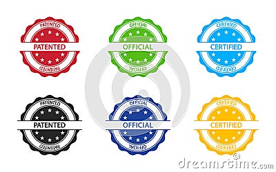 Stamp seal. Stamp for certificate of patented, official and certified. round badge for patent, certify, quality and verified. Sign Vector Illustration