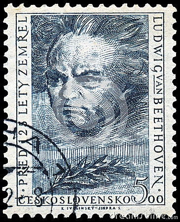 Stamp shows portrait Ludwig Van Beethoven Editorial Stock Photo