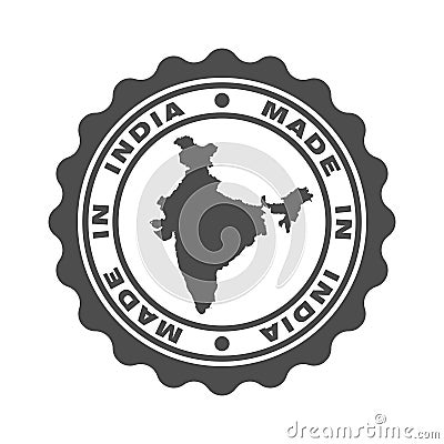 Stamp with text `Made In India` Cartoon Illustration