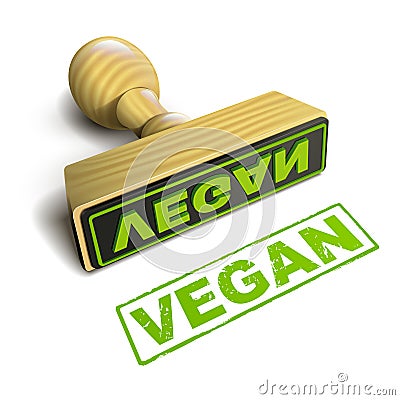 Stamp vegan with green text on white Vector Illustration