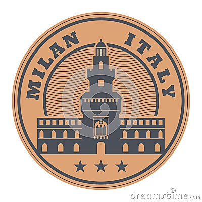 Stamp with words Milan, Italy Vector Illustration