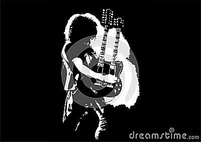 Graphic Illustration Of Slash Playing Guitar Stock Photo