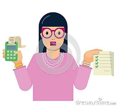 Person delegate to the audit that analyzes and research the correctness of the work Vector Illustration