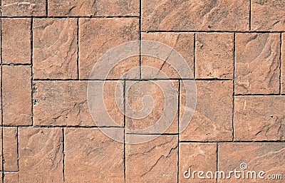 stamped concrete pavement, slate stone tile on cement stones pattern Stock Photo