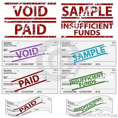 Stamped Personal Checks Vector Illustration