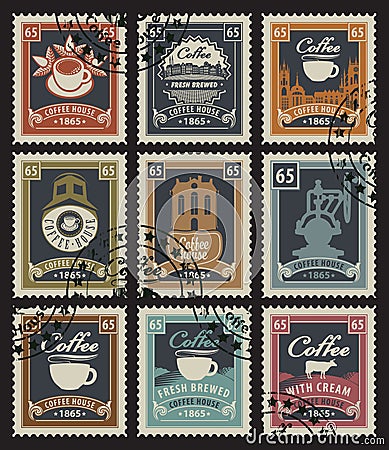 Stamps for coffee houses Vector Illustration