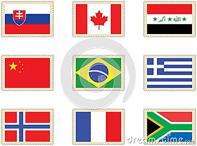 Stamps flags 3 Stock Photo