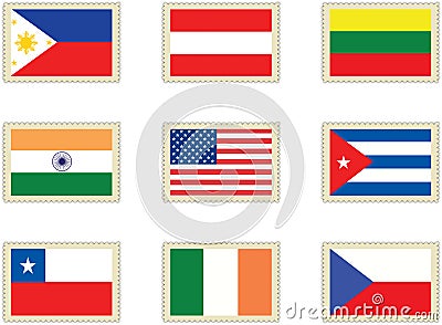 Stamps flags 4 Stock Photo