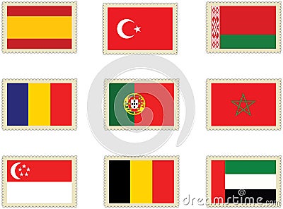 Stamps Flags 6 Stock Photo