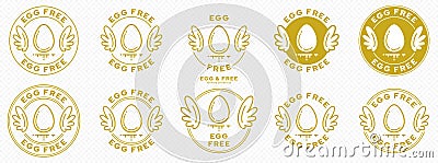 Stamps with wings egg free Vector Illustration