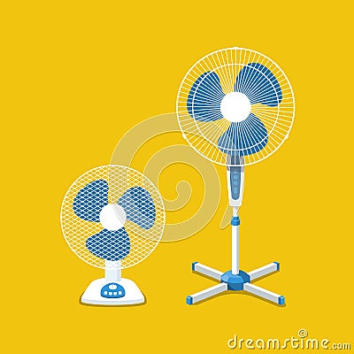 Stand fan. Standing fan with blades. Electric equipment for cooling air Vector Illustration