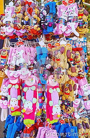 The stand with funny socks, St Gilgen, Salzkammergut, Austria Editorial Stock Photo