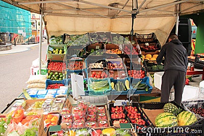 Showing the fresh fruit for sale on the weekly market. Editorial Stock Photo