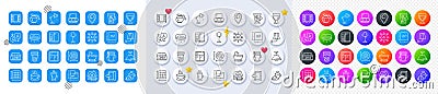 Stand lamp, Floor plan and Window line icons. For web app, printing. Line icons. Vector Vector Illustration