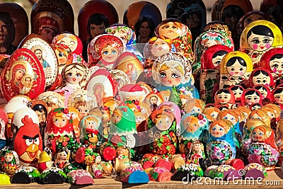 Latvia. Riga. Matryoshka russian dolls in Skarnu street Stock Photo