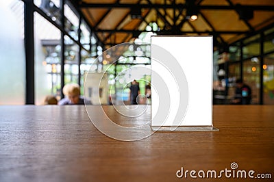 Stand Mock up Menu frame tent card blurred background design key visual layout Stock Photo