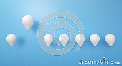 Stand out from the crowd concept with white balloons and a red balloon - 3d rendering Stock Photo