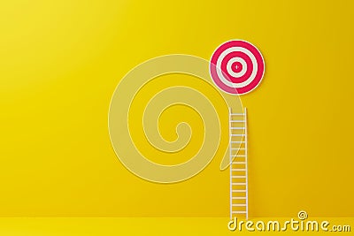 Longest white ladder growing up growth to aiming high to goal target Cartoon Illustration