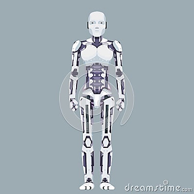 Stand robot android technology science fiction future 3d design vector illustration Vector Illustration