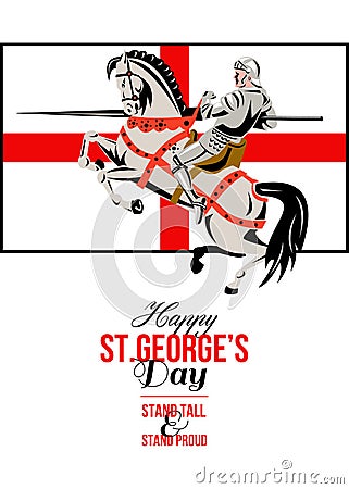 Stand Tall Stand Proud Happy St George Day Retro Poster Stock Photo