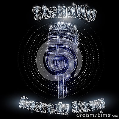 Stand up comedy show sign, vector polygonal art style illustration Vector Illustration