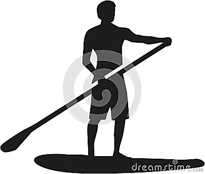 Stand up paddling silhouette Vector Illustration