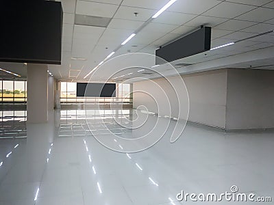 Standard Airport Hall With Window Glass Interior Stock Photo