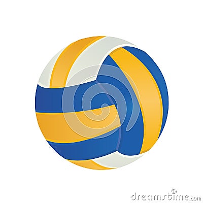 Blue White Yellow Volley Ball Vector Illustration on White Background Vector Illustration