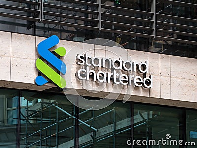 Standard Chartered. A leading international bank. London, UK. Editorial Stock Photo