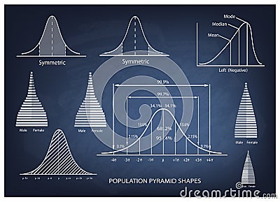 Standard Deviation Diagram with Population Pyramid Chart Vector Illustration