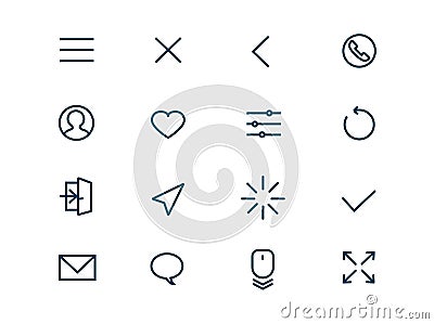 Standard icons for websites vector linear set Vector Illustration