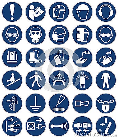 Standard Mandatory action sign collection Vector Illustration