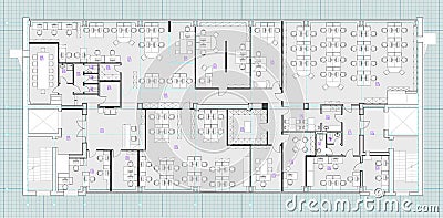 Standard Office Furniture Symbols On Floor Plans Stock 