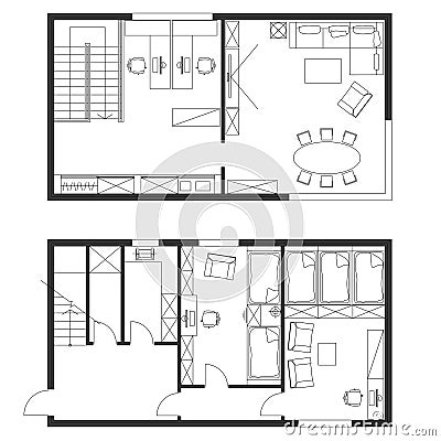 Standard office furniture symbols set Vector Illustration