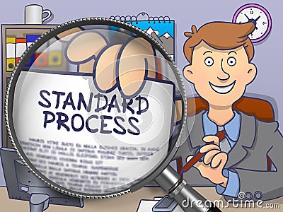 Standard Process through Magnifier. Doodle Concept. Stock Photo