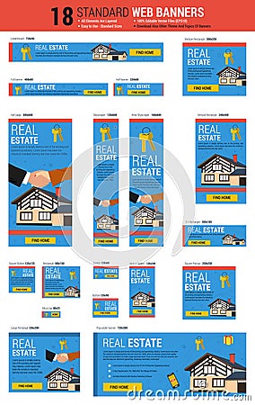 Standard size web banners - Real Estate Vector Illustration