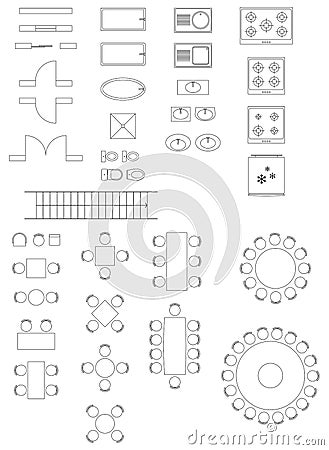 Standard Symbols Used In Architecture Plans Stock Images 