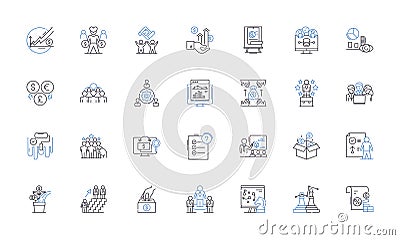 Standards line icons collection. Criteria, Norms, Benchmarks, Guidelines, Protocols, Measures, Specifications vector and Vector Illustration